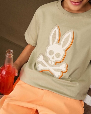 T Shirt Graphique Psycho Bunny Kayden Graphic Tee Seagrass Enfant | VVP-64478458